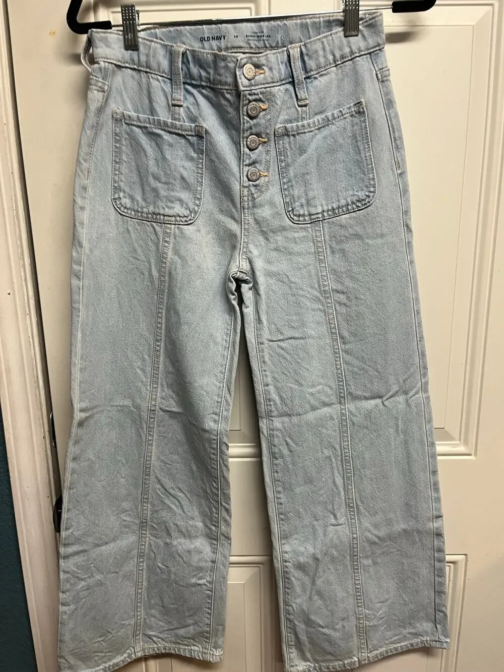 Old Navy girls, high-rise baggy wide leg jeans size 14
